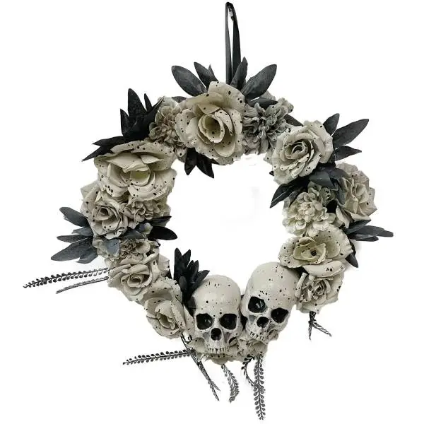 WREATH W SKULL&ROSES 19.5 IN 1 WREATH W SKULL&ROSES 19.5 IN