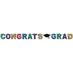 GLITTERED CONGRATS GRAD STREAM