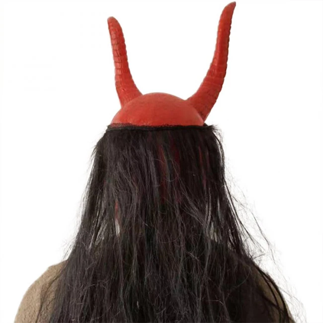 Hellboy Mask With Horns Wig Mask 3 Hellboy Mask With Horns Wig Mask - Image 3