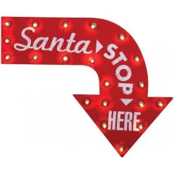 SANTA STOP HERE VINTAGE SIGN